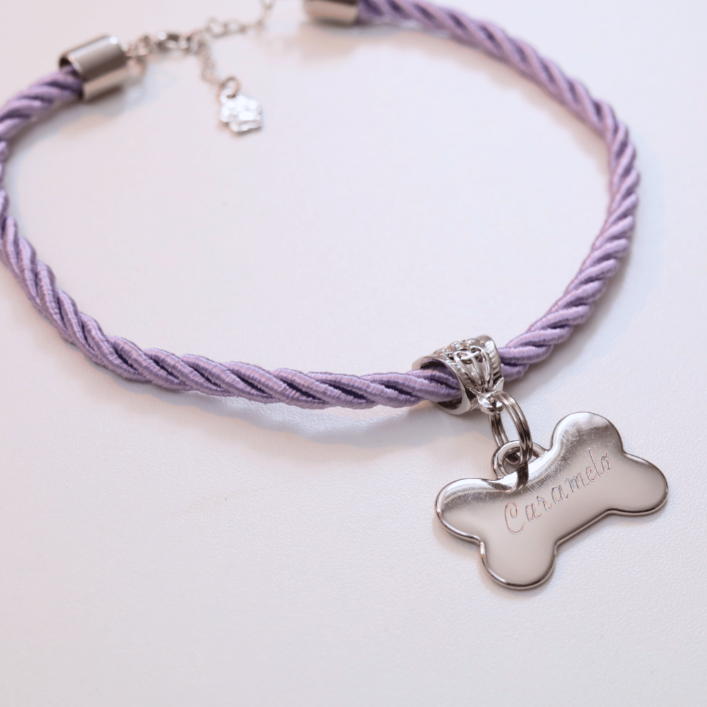 Coleira Mimo Pet com Plaquinha de Identificação Personalizada - Lilás