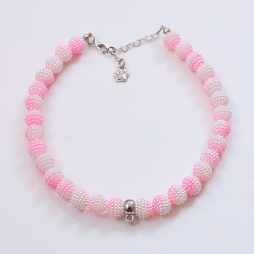 Coleira Glamour Pet - Rosa e Branco