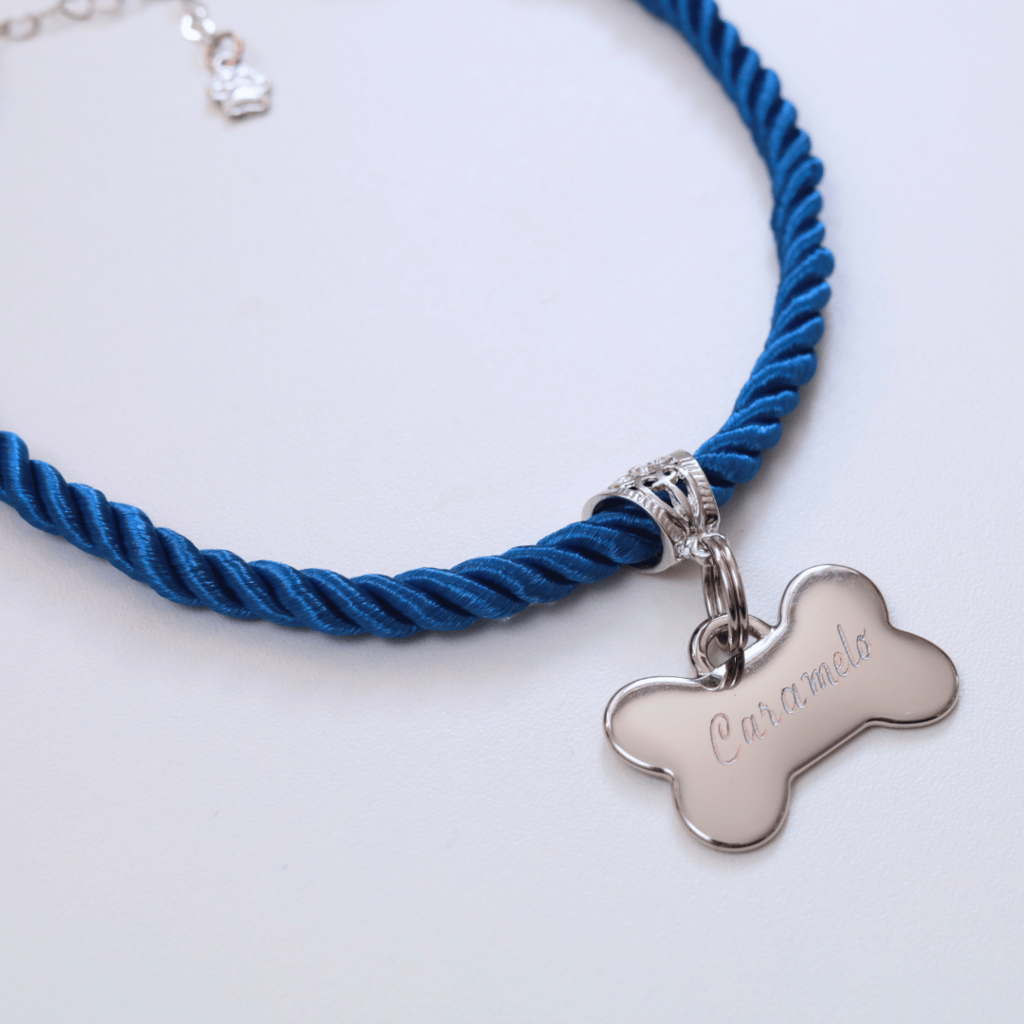 Coleira Mimo Pet com Plaquinha de Identificação Personalizada - Azul