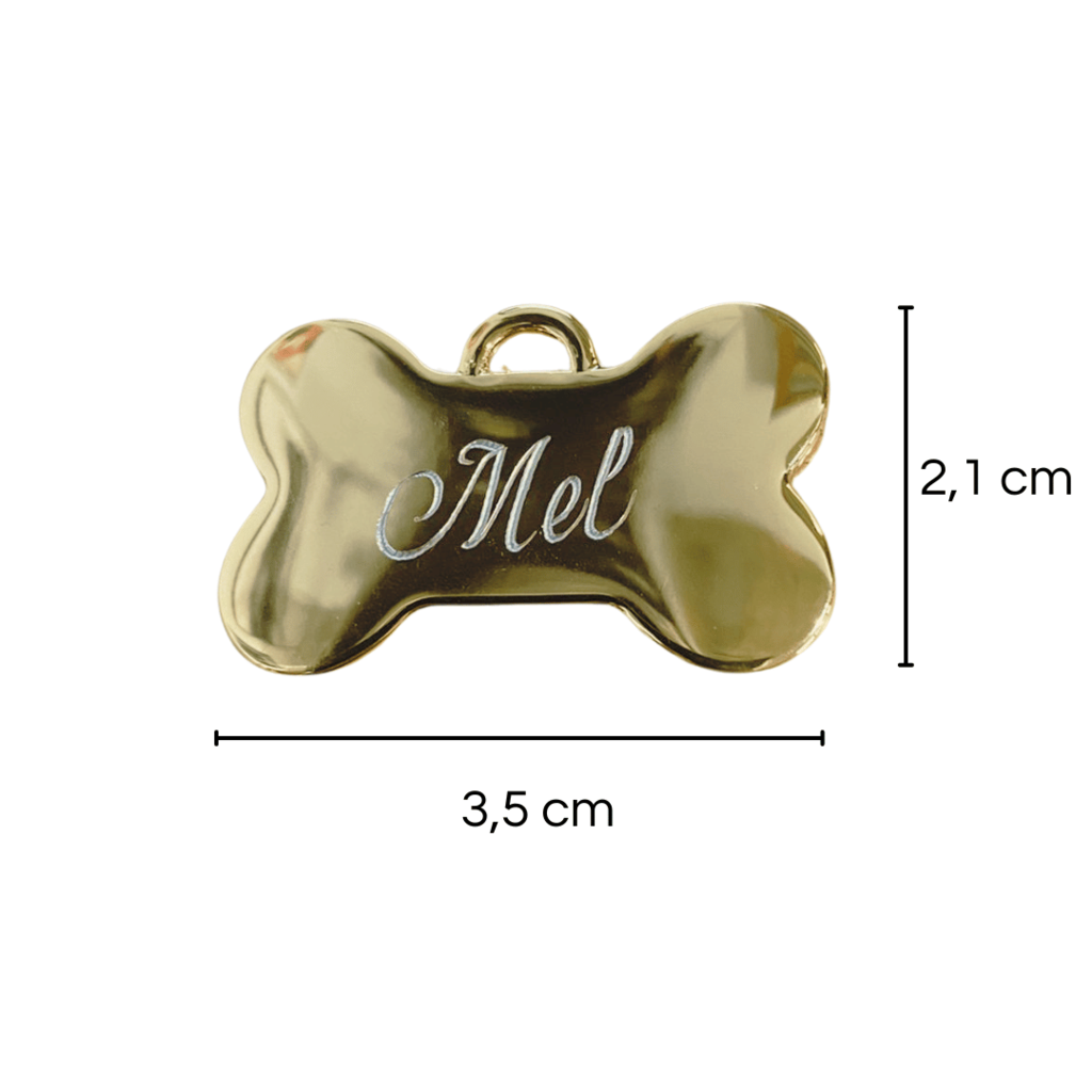 Coleira Imperial Pet com Plaquinha de Identificação Personalizada - Dourada