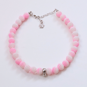 Coleira Glamour Pet - Rosa e Branco