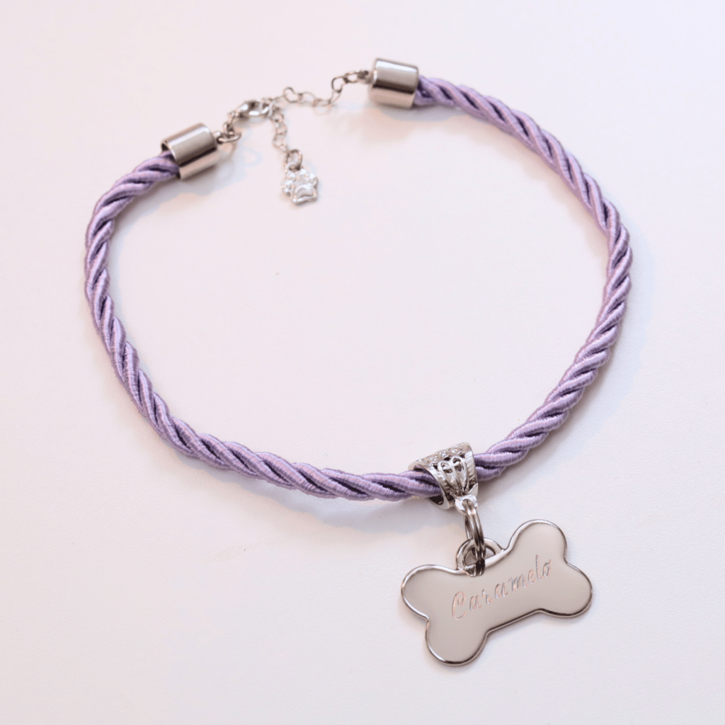 Coleira Mimo Pet com Plaquinha de Identificação Personalizada - Lilás