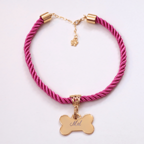 Coleira Mimo Pet com Plaquinha Personalizada - Rosa