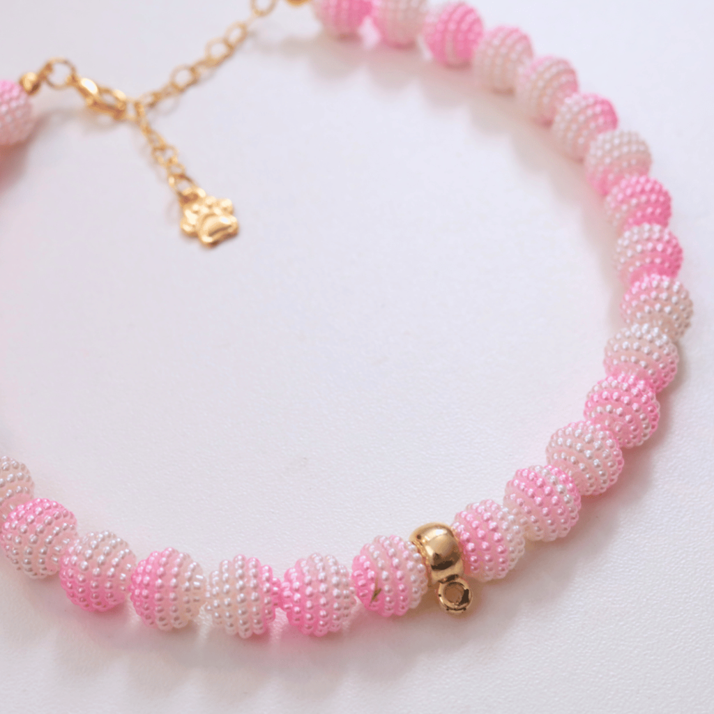 Coleira Glamour Pet - Rosa e Branco