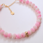 Coleira Glamour Pet - Rosa e Branco