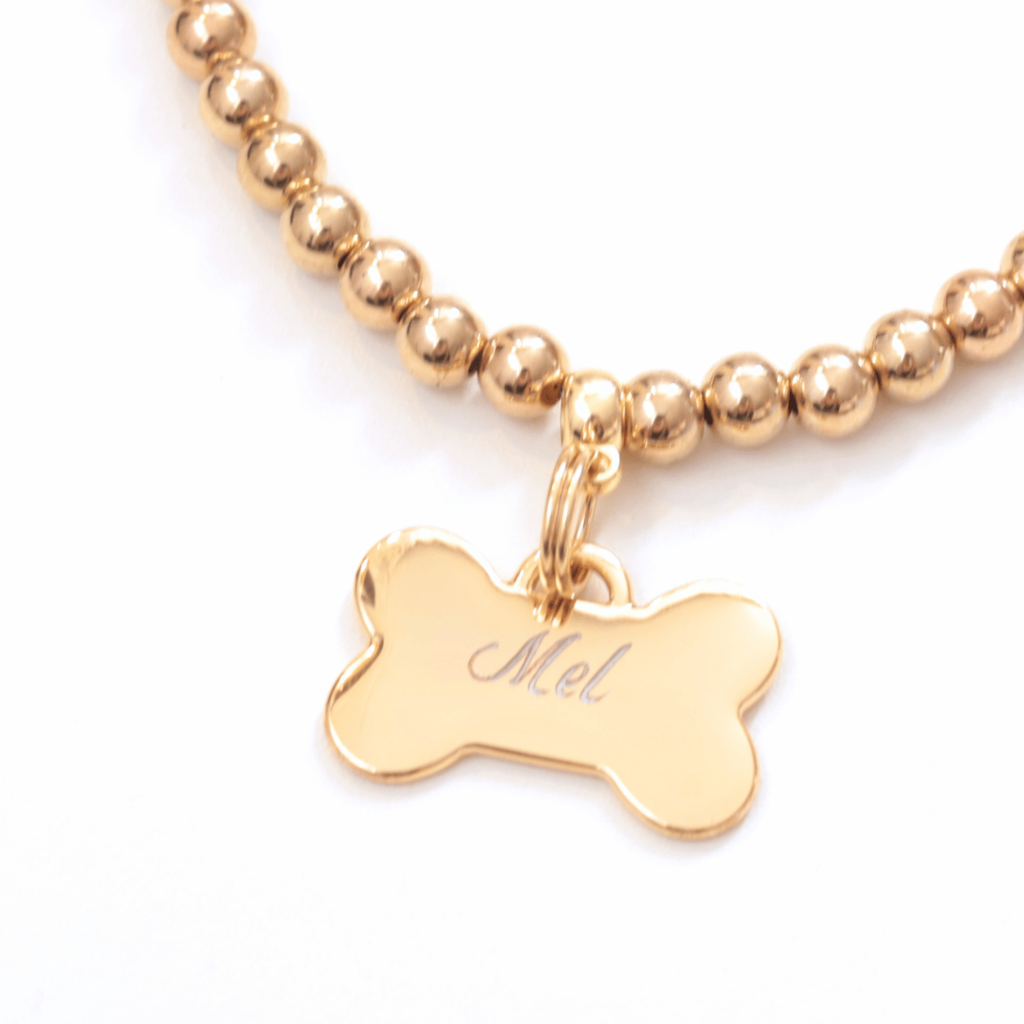 Coleira Charm Com Plaquinha de Identificação Personalizada - Dourada