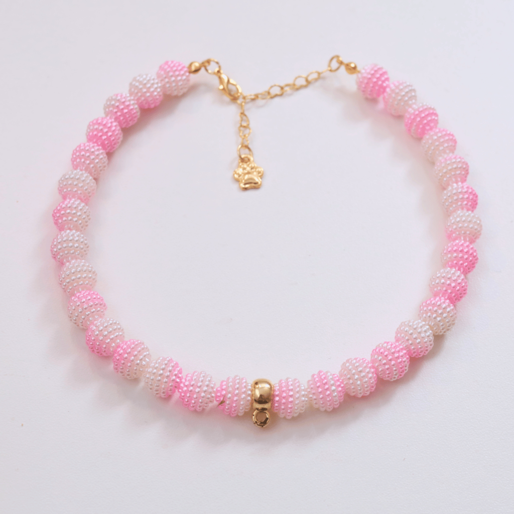 Coleira Glamour Pet - Rosa e Branco