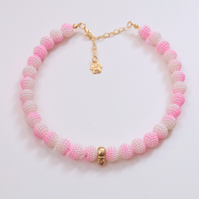 Coleira Glamour Pet - Rosa e Branco