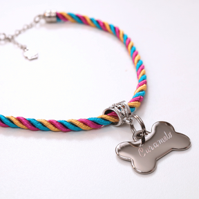 Coleira Mimo Pet com Plaquinha de Identificação Personalizada - Arco-íris